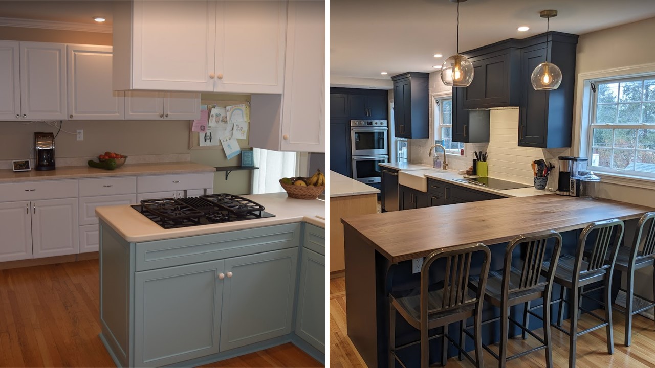 Before and after photos showcasing the transformation of a construction project by Elite Constructions London.